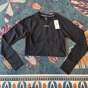 Baleaf Women's Charcoal Cropped Long Sleeve Tee, Size M